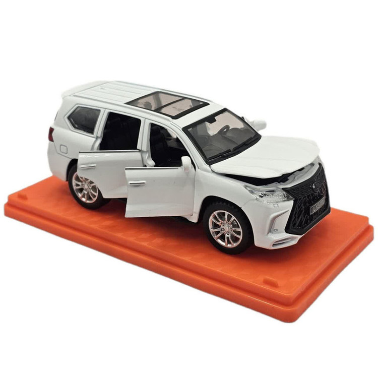 ماکت ماشین ناب سل مدل لکسوس فلزی چراغدار موزیکال عقب کش کد LEXUS LX570 SCALE1:28 به همراه استند