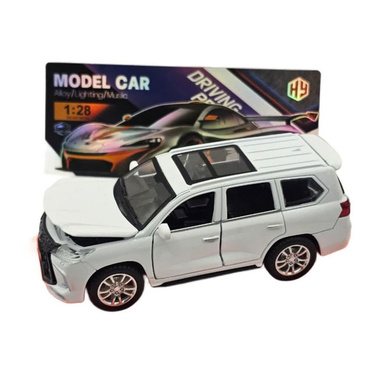 ماکت ماشین ناب سل مدل لکسوس فلزی چراغدار موزیکال عقب کش کد LEXUS LX570 SCALE1:28 به همراه استند