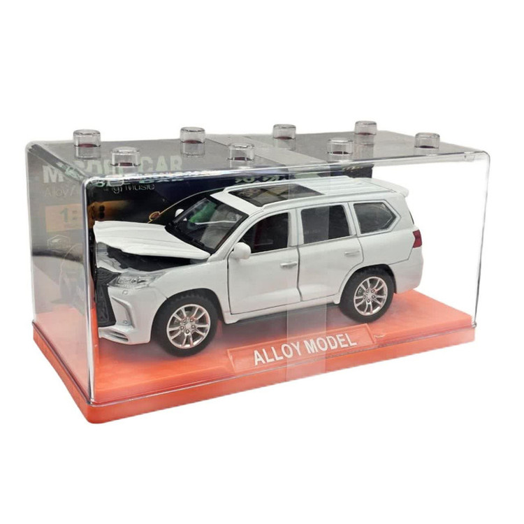 ماکت ماشین ناب سل مدل لکسوس فلزی چراغدار موزیکال عقب کش کد LEXUS LX570 SCALE1:28 به همراه استند