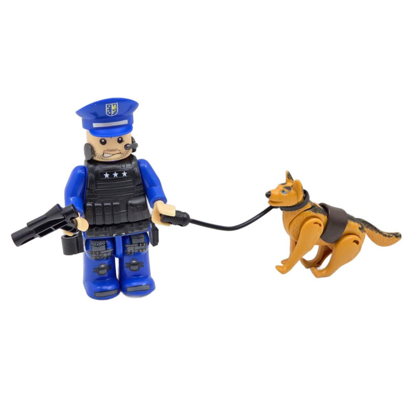 فیگور ناب سل مدل پلیس و سگ لگویی همراه با کلت کد police004 ارتفاع 10 سانتی متر
