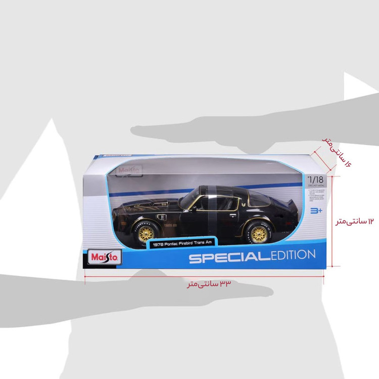 ماشین بازی مایستو مدل 1978 Pontiac Firebird Trans Am فلزی غیرکنترلی مقیاس 118 با در بازشونده از بغل و الهام از نمونه ...