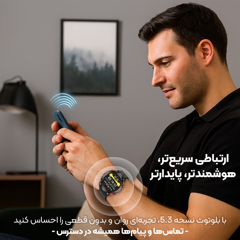 ساعت هوشمند 47 میلی متری لونکس مدل C21.X2-2026 با بند سیلیکونی