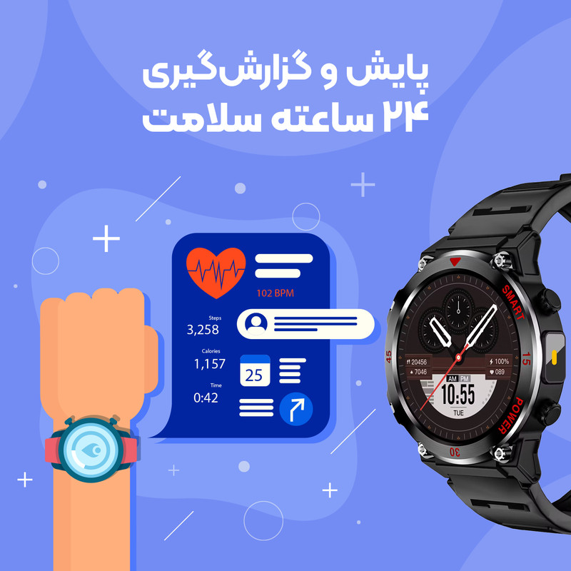 ساعت هوشمند 47 میلی متری لونکس مدل C21.X2-2026 با بند سیلیکونی