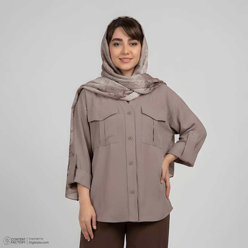 شومیز آستین بلند یقه برگردان زنانه السانا مدل نگارین کد 2575