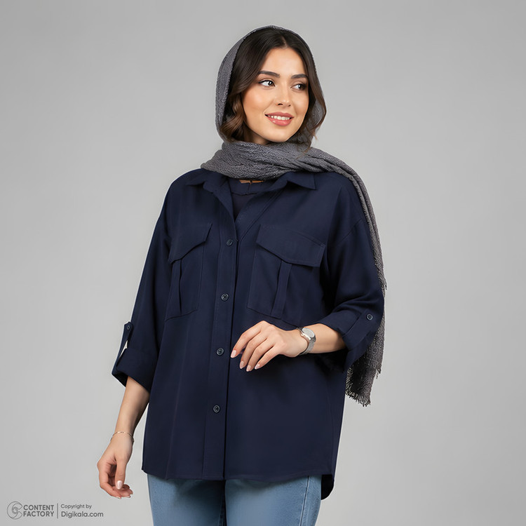 شومیز آستین بلند یقه برگردان زنانه السانا مدل نگارین کد 2575