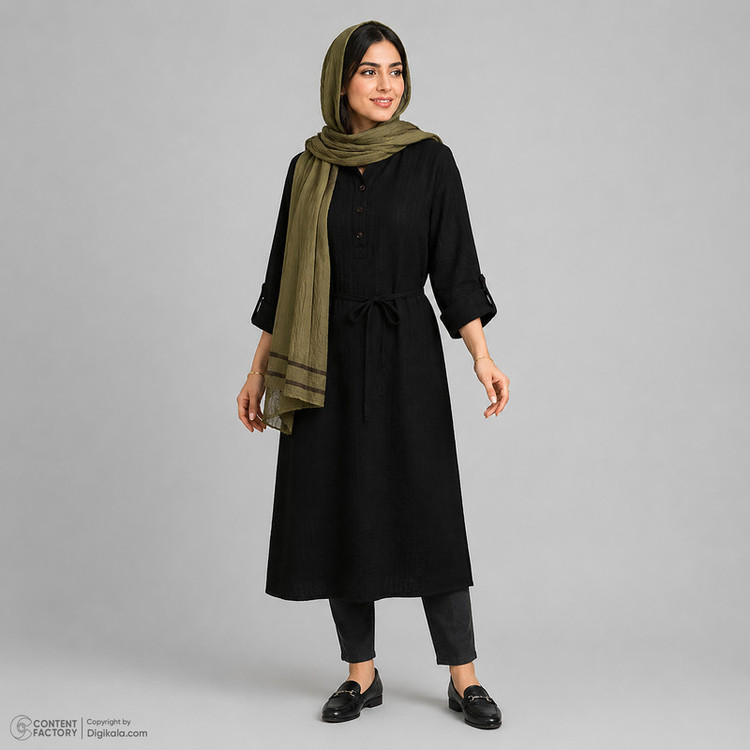 مانتو جلو بسته زیر زانو زنانه السانا مدل هایکا کد 2563