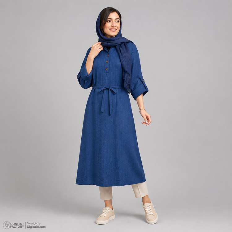 مانتو جلو بسته زیر زانو زنانه السانا مدل هایکا کد 2563