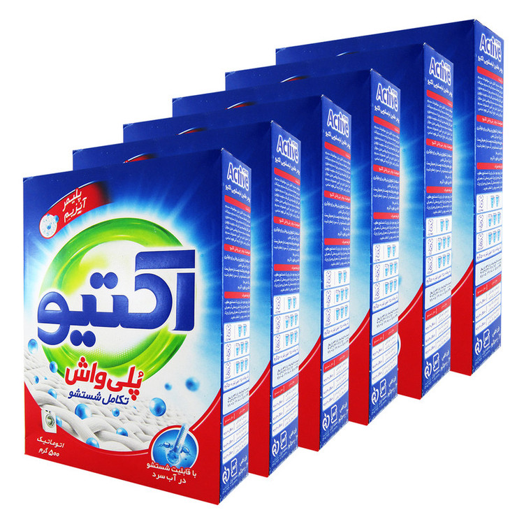 پودر ماشین لباسشویی اکتیو مدل Poly Wash وزن 500 گرم بسته 6 عددی
