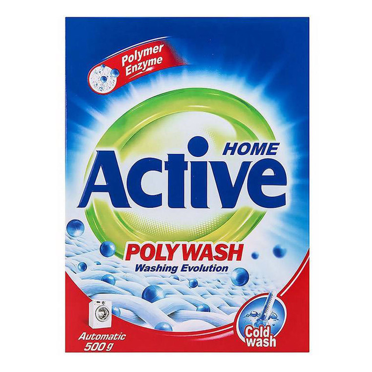 پودر ماشین لباسشویی اکتیو مدل Poly Wash وزن 500 گرم بسته 6 عددی