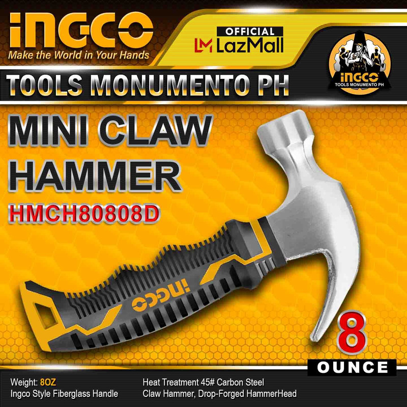 چکش اینکو مدل HMCH-80808D میخ کش دسته کوتاه وزن 340 گرم