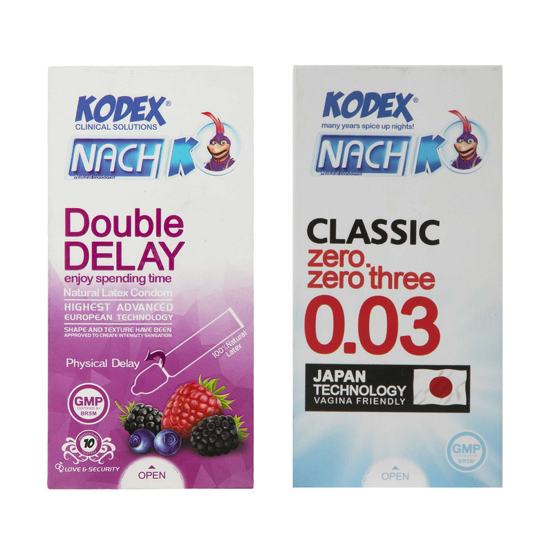 کاندوم ناچ کودکس مدل Double Delay 0.03 مجموعه 2 عددی