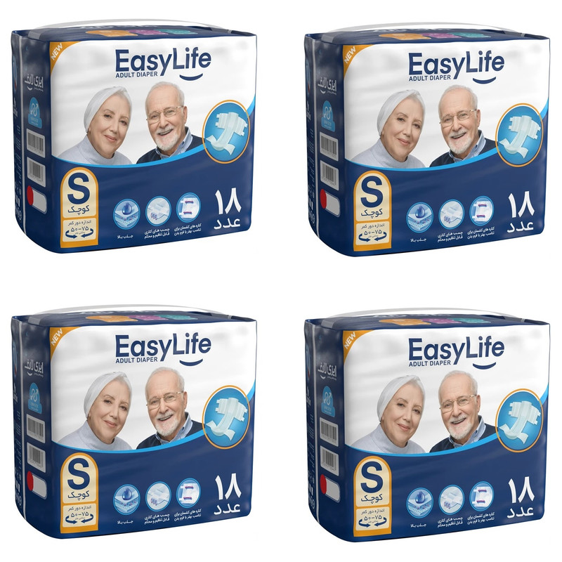 پوشینه بزرگسال ایزی لایف مدل چسبی سایز کوچک مجموعه 4 عددی