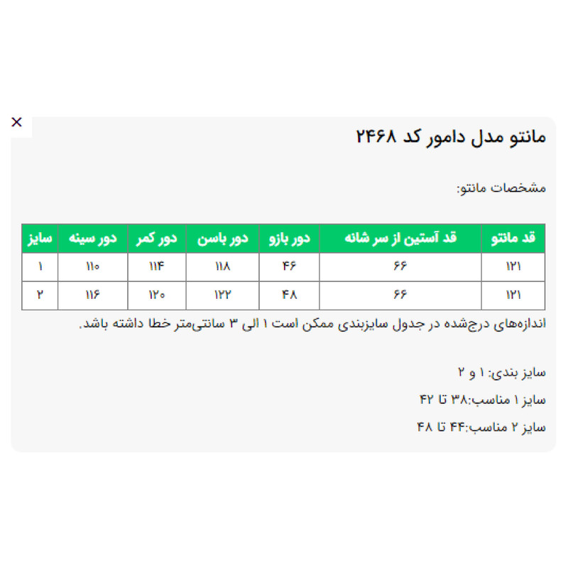 مانتو زنانه السانا مدل دامور کد 2468