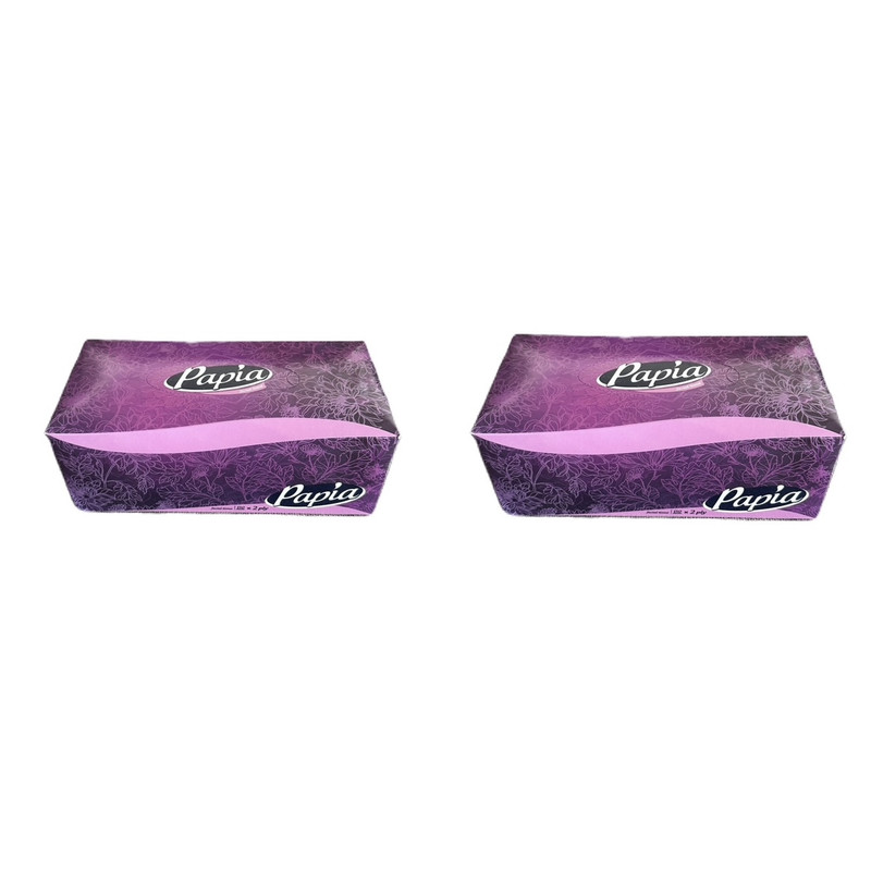 دستمال کاغذی 150 برگ پاپیا مدل box 4747 مجموعه 2 عددی