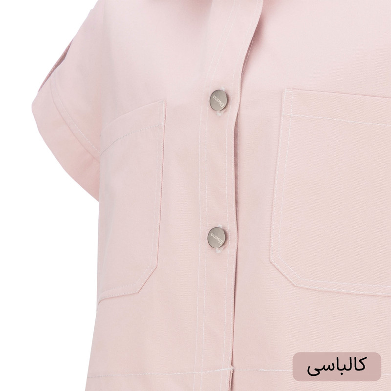 کراپ شومیز آستین کوتاه یقه برگردان زنانه السانا مدل نلیا کد 2453