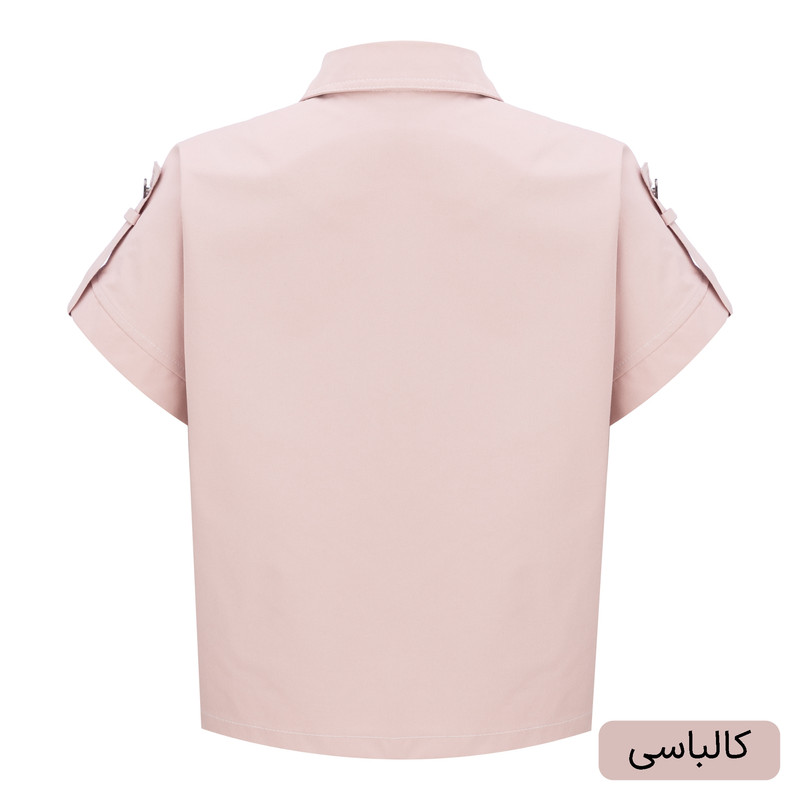 کراپ شومیز آستین کوتاه یقه برگردان زنانه السانا مدل نلیا کد 2453