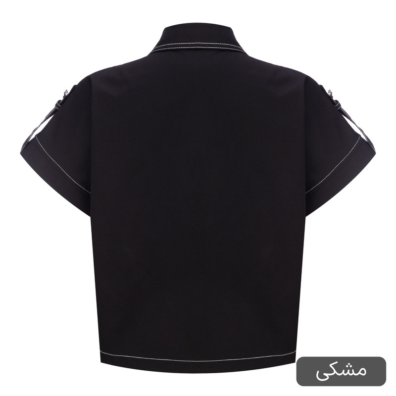 کراپ شومیز آستین کوتاه یقه برگردان زنانه السانا مدل نلیا کد 2453