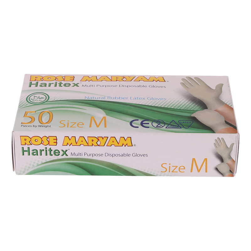 دستکش یکبار مصرف رزمریم مدل حریتکس سایز M بسته 50 عددی