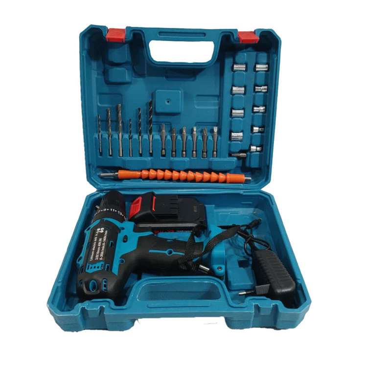 دریل چکشی باس مدل 36V-single battery مجموعه 27 عددی