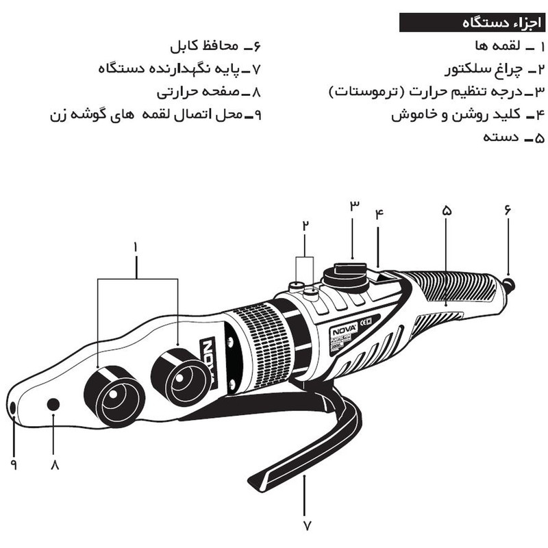 دستگاه اتو لوله سبز نووا مدل NTW-2415