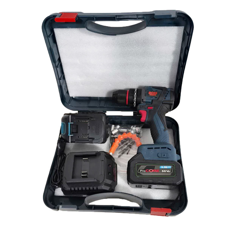 مجموعه 28 عددی دریل شارژی چکشی باس مدل 88V-Brushless-Dual Battery