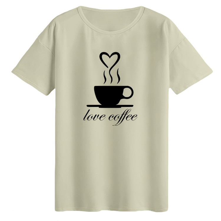 تیشرت لانگ آستین کوتاه زنانه مدل love coffee