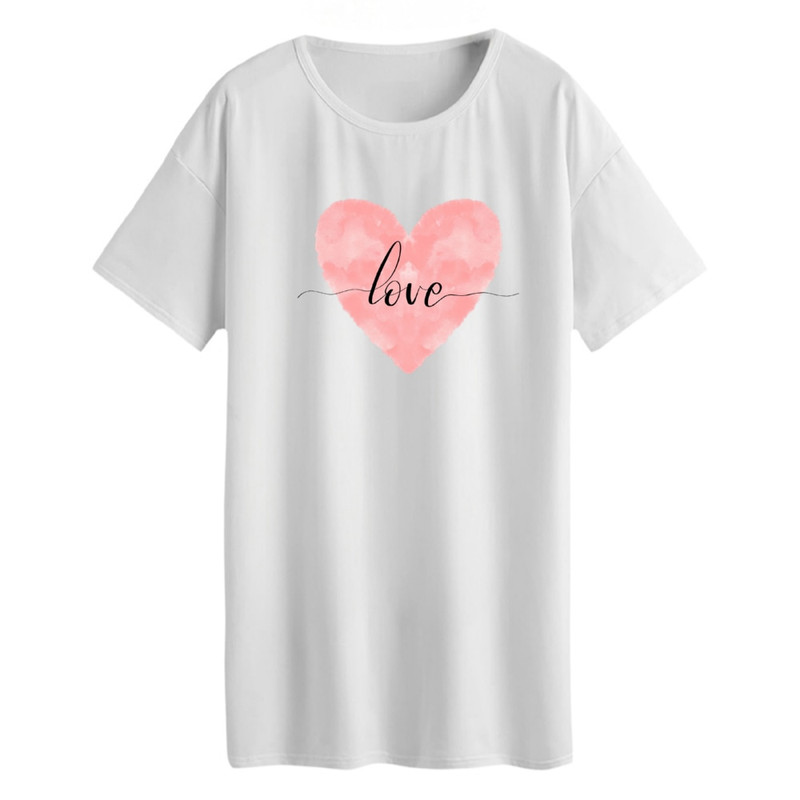 تی شرت لانگ آستین کوتاه زنانه مدل قلب طرح love