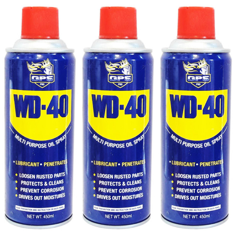 اسپری روان کننده و زنگ بر جی پی اس گل پخش مدل WD-40 حجم 450 میلی لیتر بسته 3 عددی