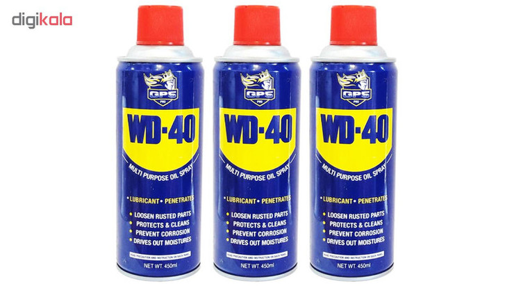 اسپری روان کننده و زنگ بر جی پی اس گل پخش مدل WD-40 حجم 450 میلی لیتر بسته 3 عددی