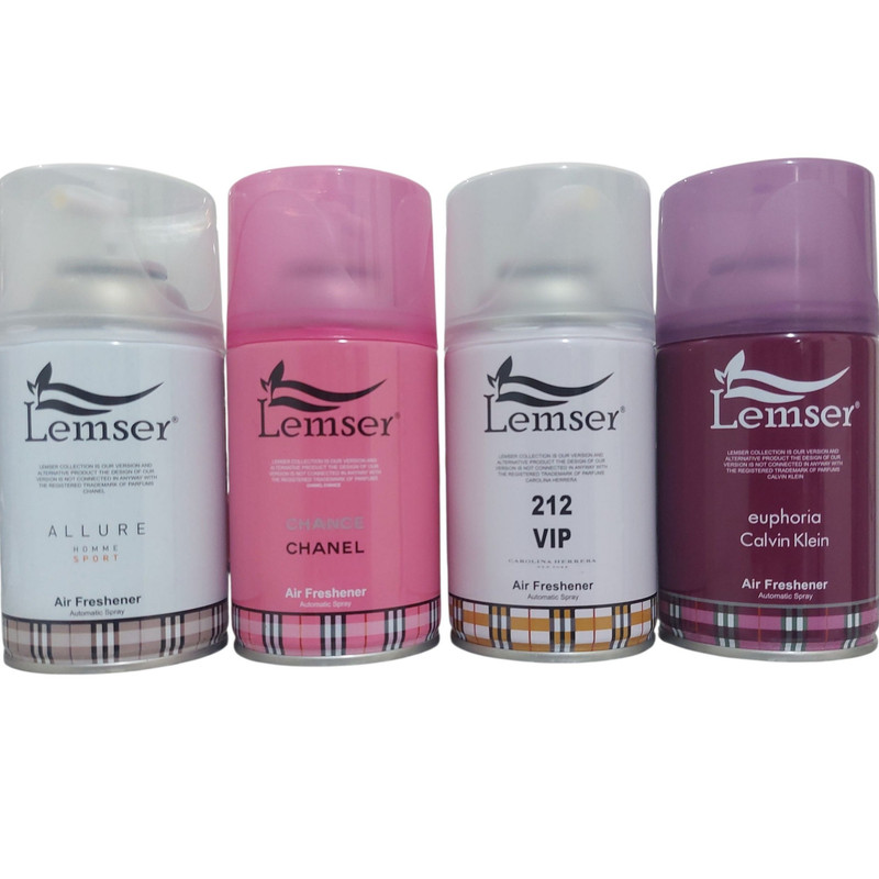 اسپری خوشبو کننده هوا لمسر مدل A02 رایحه ایفوریا رایحه 212 ، رایحه الور و رایحه چنل چنس حجم 250 میلی لیتر مجموعه 4 عددی