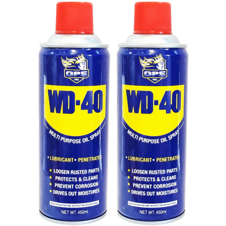 اسپری روان کننده و زنگ بر جی پی اس گل پخش مدل WD-40 حجم 450 میلی لیتر بسته 2 عددی