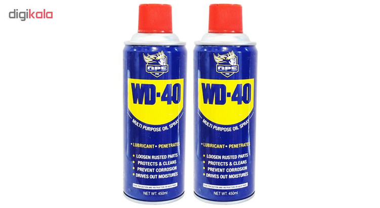 اسپری روان کننده و زنگ بر جی پی اس گل پخش مدل WD-40 حجم 450 میلی لیتر بسته 2 عددی