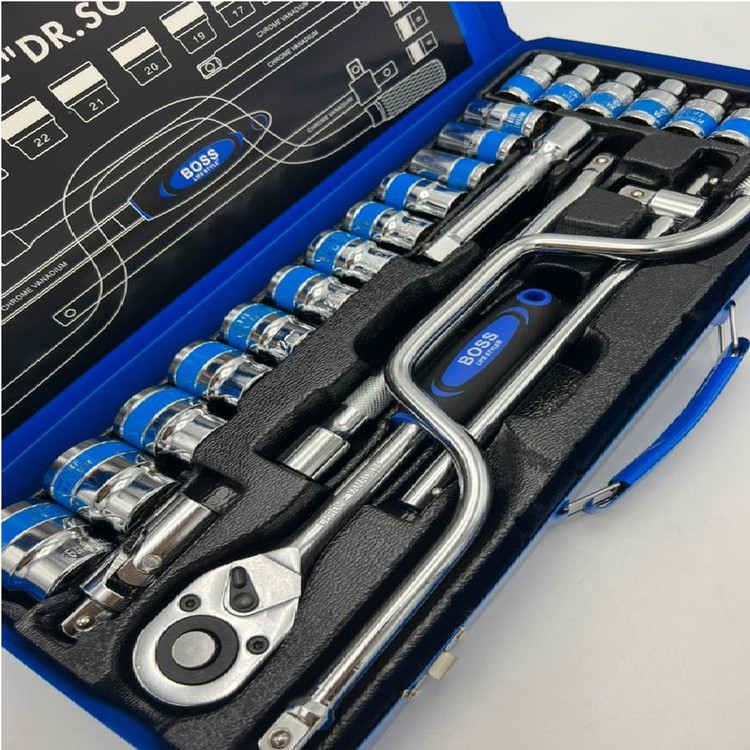 سری آچار بکس و آچار بکس باس مدل LIFESTYLE کد BS123T16024 مجموعه 24 عددی
