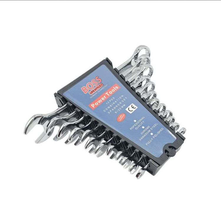 آچار یکسر تخت و یکسر رینگی باس مدل 6-22mm مجموعه 12 عددی