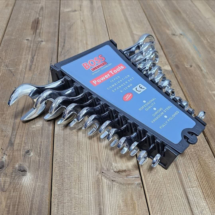 آچار یکسر تخت و یکسر رینگی باس مدل 6-22mm مجموعه 12 عددی