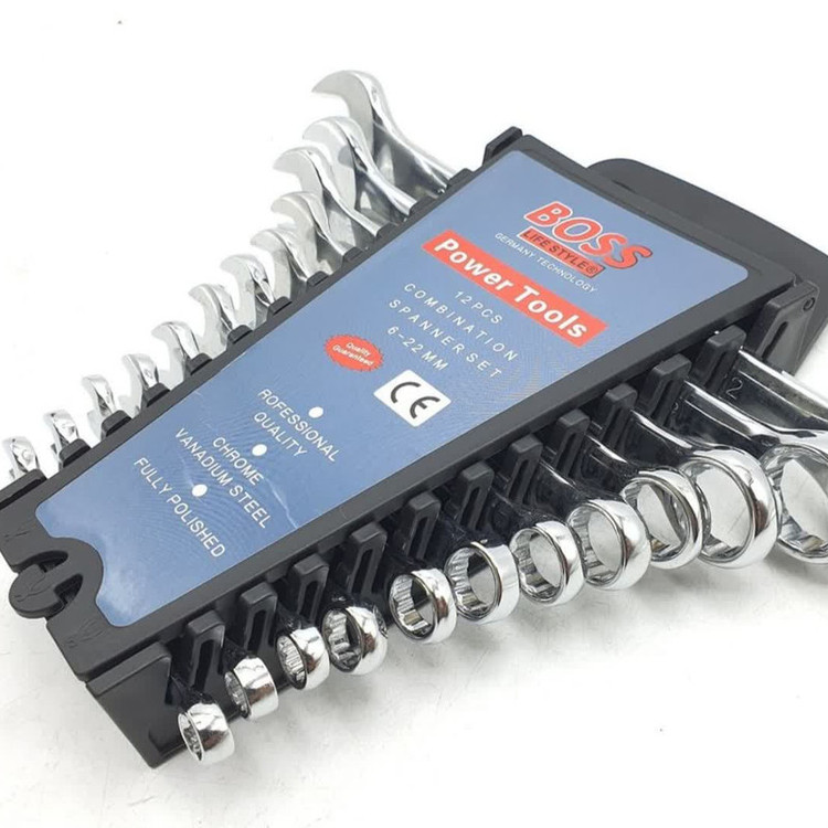 آچار یکسر تخت و یکسر رینگی باس مدل 6-22mm مجموعه 12 عددی