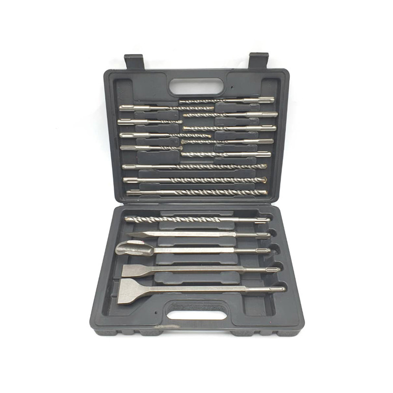 قلم و مته چهار شیار الماسه باس مدل BIT-DRILL-HAMMER مجموعه 17 عددی