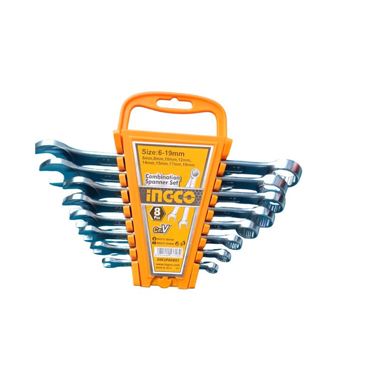 آچار یکسر تخت و یکسر رینگی اینکو مدل IHKSPA0801 مجموعه 8 عددی