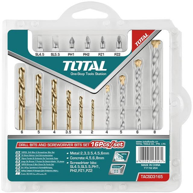 مته آھن توتال مدل TACSD3165 بسته 16 عددی