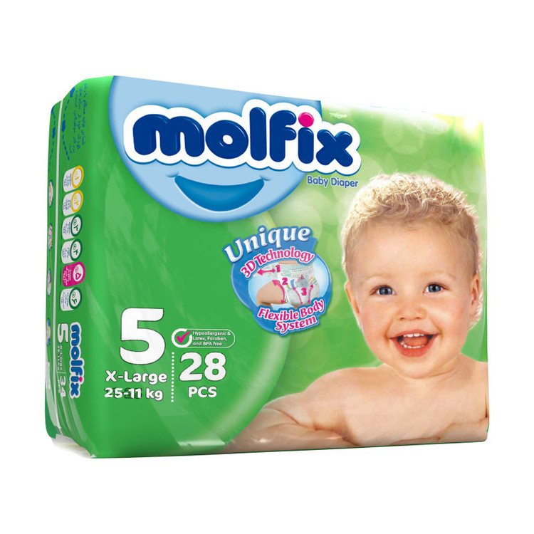 پوشک کودک مولفیکس مدل xlarge سایز 5 دو بسته 28 عددی