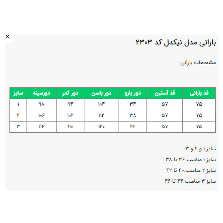 بارانی زنانه السانا مدل نیکدل کد 2303