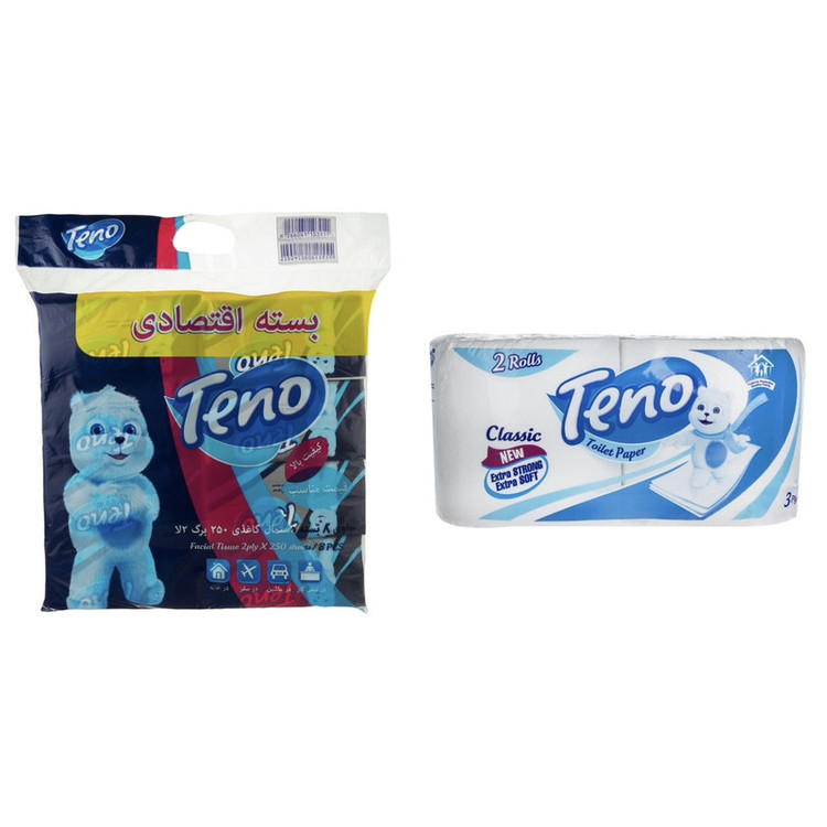 دستمال توالت و دستمال کاغذی تنو مدل soft 88 مجموعه 9 عددی