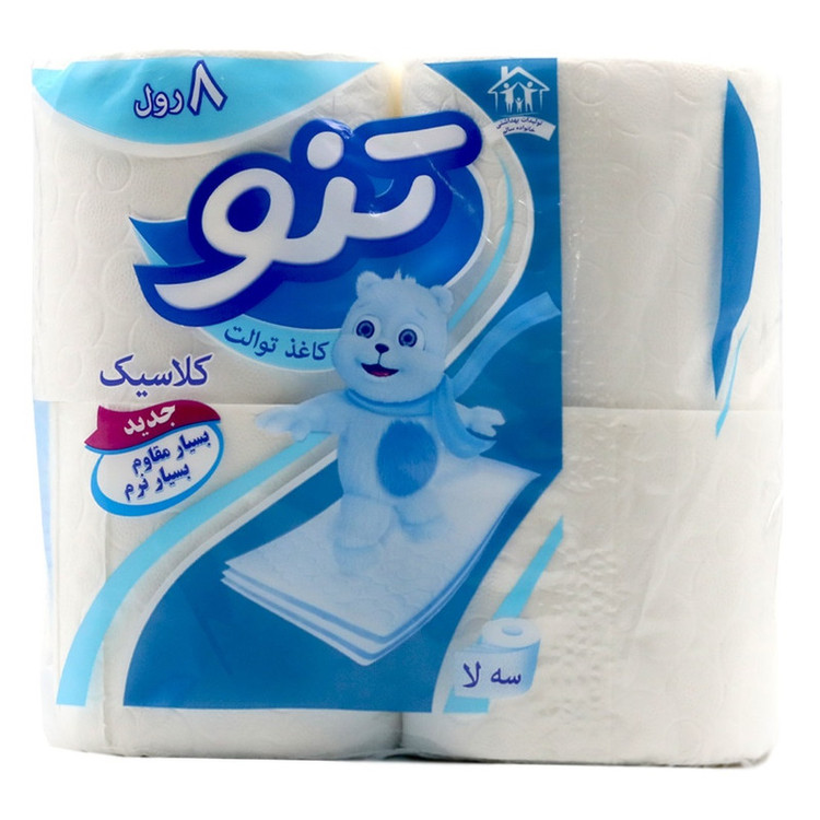 دستمال توالت تنو مدل کلاسیک سه بسته 8 عددی