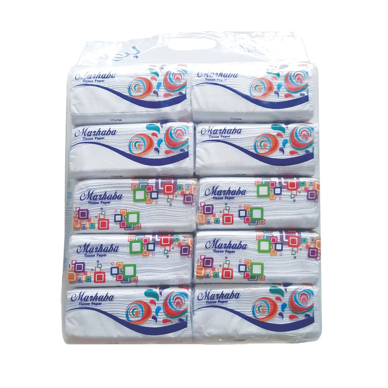 دستمال کاغذی 100 برگ مرحبا مدل PBM1401 مجموعه 10 عددی