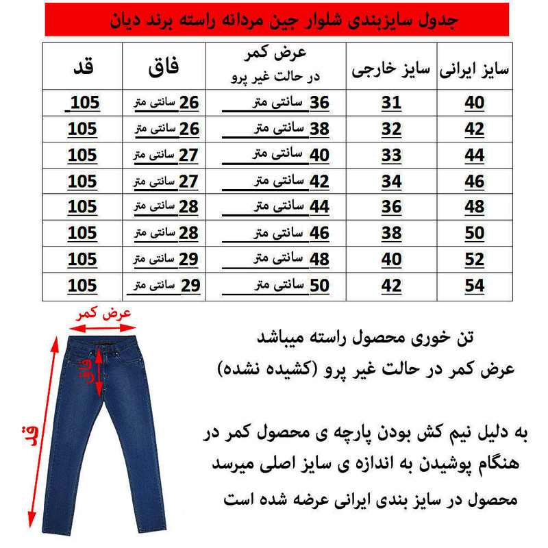 شلوار جین راسته مردانه دیان مدل TR-RA