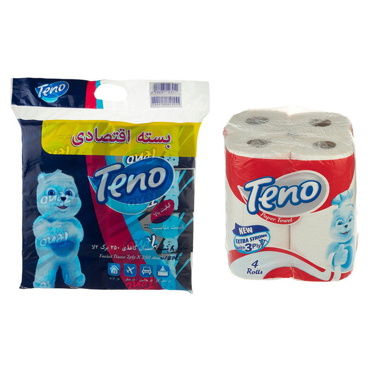 دستمال حوله ای و دستمال کاغذی تنو مدل MALETO مجموعه 2 عددی