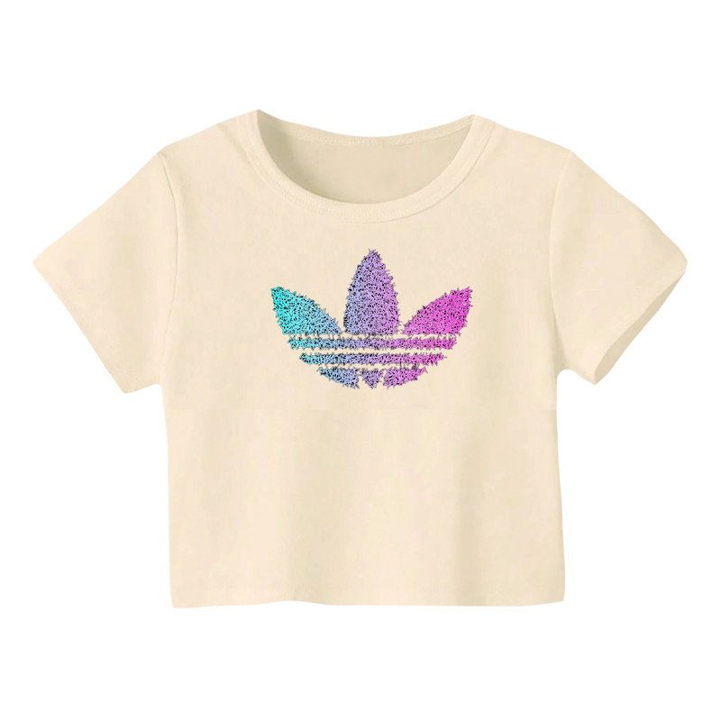 کراپ تیشرت آستین کوتاه زنانه مدل لوگو کد 18