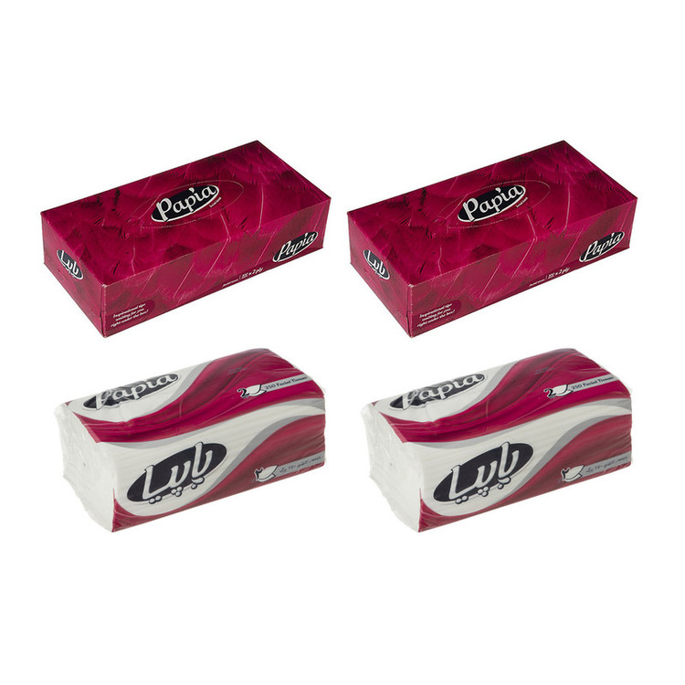 دستمال کاغذی پاپیا مدل 2S2J100 مجموعه 4 عددی