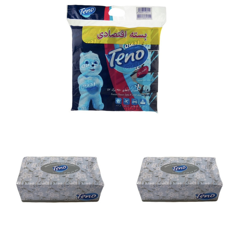 دستمال کاغذی 250 برگ تنو مدل soft 6464 مجموعه 10 عددی