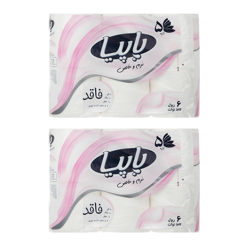 دستمال توالت پاپیا مدل 05 دو بسته 6 عددی